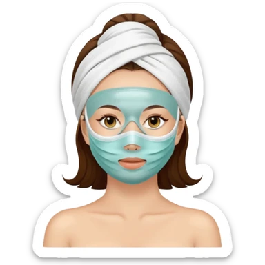 Lady with face mask spa beauty full face relaxing sticker