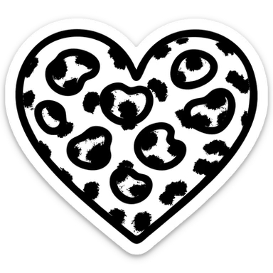 Color the heart with realistic leopard print in tan and gold with dark brown spots, keeping the icon style and transparent background. sticker