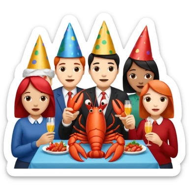 200 people eating lobster at a family party sticker