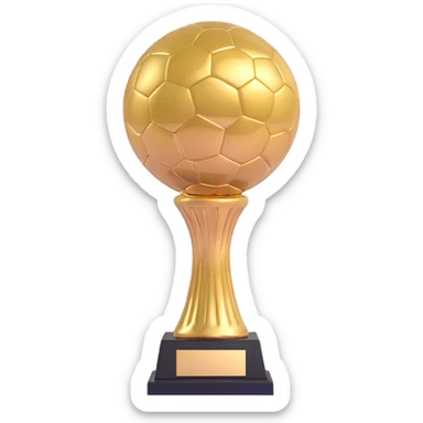 Ballon d'Or trophy, 3D emoji style, gold, glossy, minimal background sticker