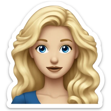 Beautiful skinny woman long blonde hair in dark dress with blue eyes gold earrings with book  sticker