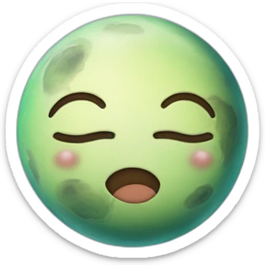 planet Venus with a cartoon sleepy face sticker