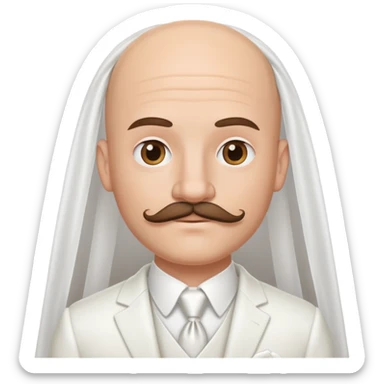 white male bride bald woth mustache  sticker