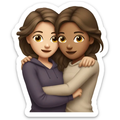 lesbian cuddles dark brown hair girl and light brown hair girl  sticker