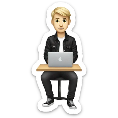 white boy music producer with macbook sticker