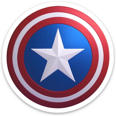 Captain America shield, bold red white and blue, iconic star in center sticker