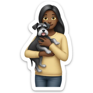 Girl holding a schnauzer  sticker