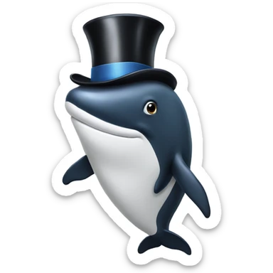 Whale with a top hat on sticker