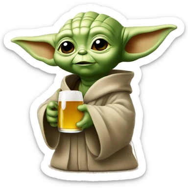 Bébé Yoda qui boit une bière sticker