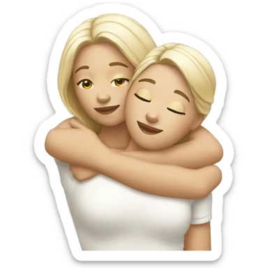 two white sisters hugging  sticker