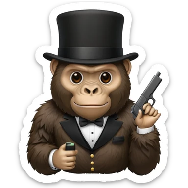 Gorilla with a Glock and a top hat sticker