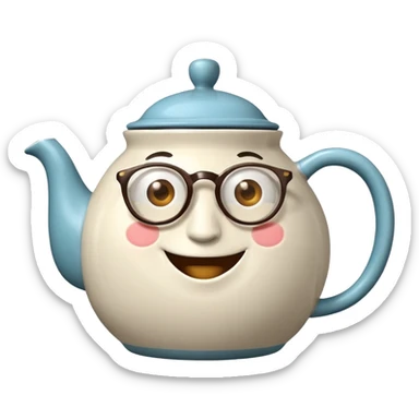 talking teapot with glassess sticker
