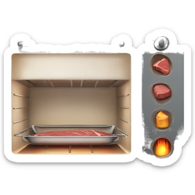 a modern oven with a fillet of beef in it  sticker