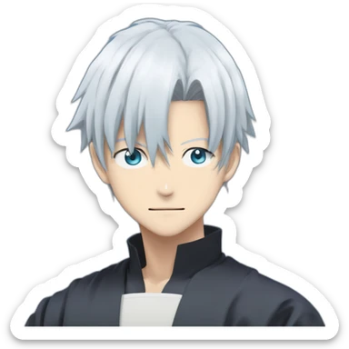 gojo satoru with white hair and sky blue eyes in jujutsu kaisen sticker
