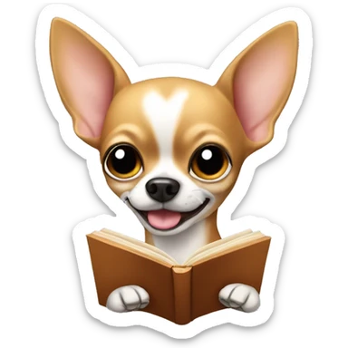 chihuahua and opened book sticker