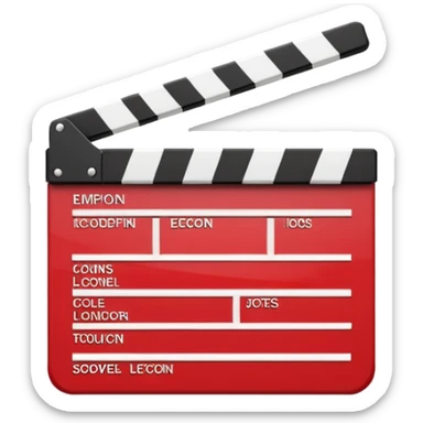red clapperboard used in filmmaking, cute and stylish design sticker