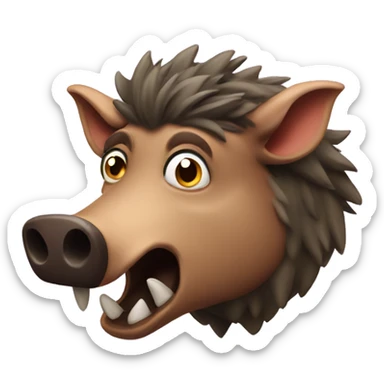 Boar head looking very shocked and surprised  sticker