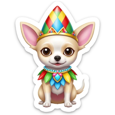 White chihuahua in carnival costume  sticker