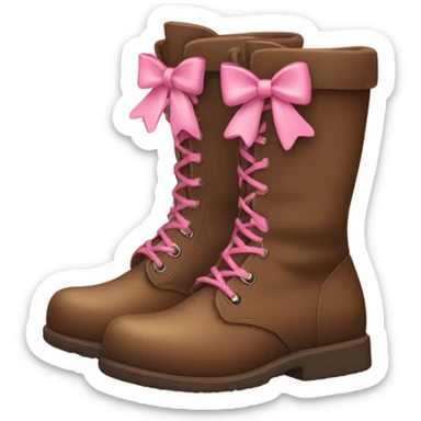 Cute brown boots with pink bows sticker