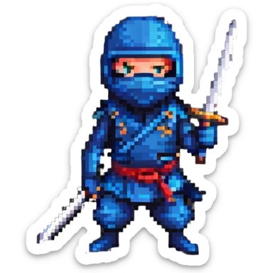 masked ninja with sword sticker