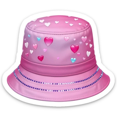 Pink ombre bucket hat with hearts and glitter sticker