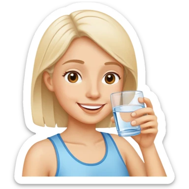 person drinking a glass of water, cheerful and healthy, simple and expressive sticker