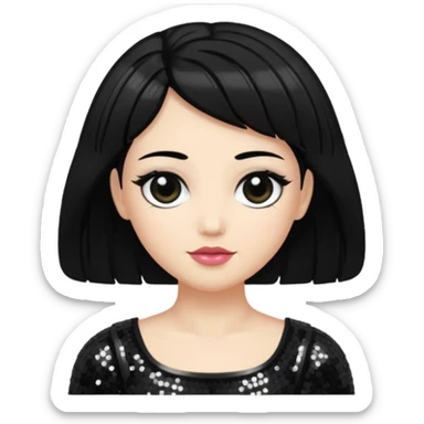 Saturn (Mythology) with black hair, black sequin outfit sticker