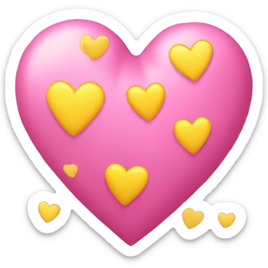 Pink heart with small yellow hearts  sticker