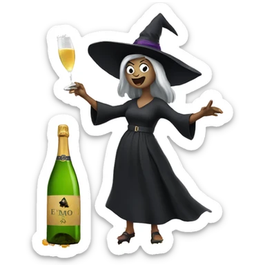 Witch Popping Champagne Bottle sticker