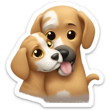 Cat and dog hugging each other sticker