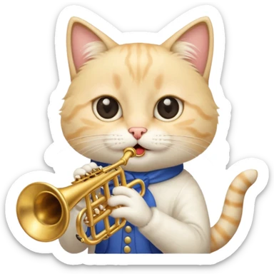 blonde cat play trumpeter, portrait sticker