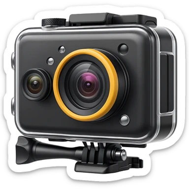 action camera object icon, small compact camera, wide lens, waterproof case, 3D cartoon, mobile game icon style, centered, clean background, no text, no watermark
  sticker