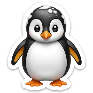 Penguin being hit in the snow sticker