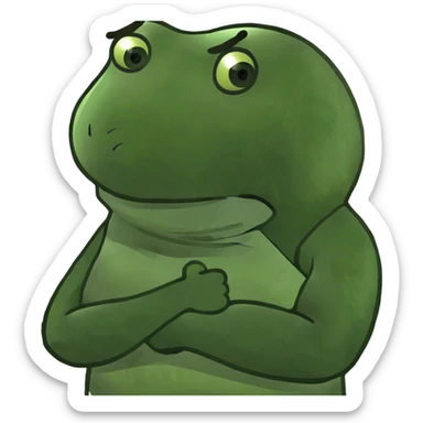 Guy crossing his arms on his neck crashing out sticker