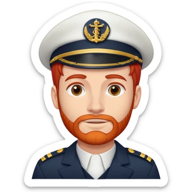 a male boat captain with red hair no beard  sticker