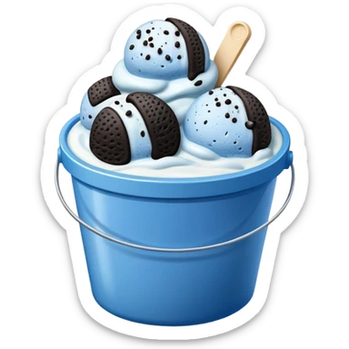 Blue cookies and cream ice cream in a bucket sticker