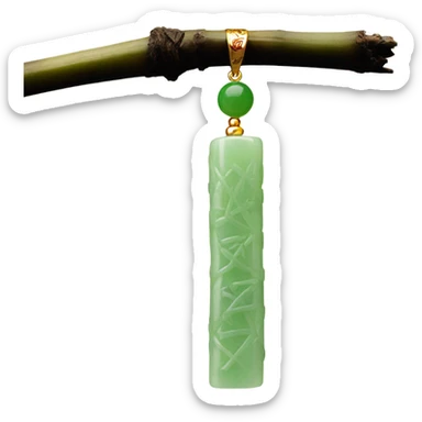 Chinese style light green bamboo-patterned jade pendant  sticker