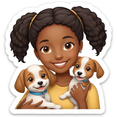 Black girl with puppy sticker