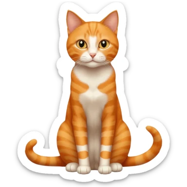 full body solid orange domestic shorthair slim cat with yellow/orange eyes sitting sticker