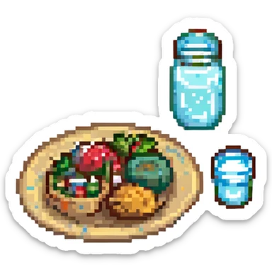A healthy meal with a glass of water sticker