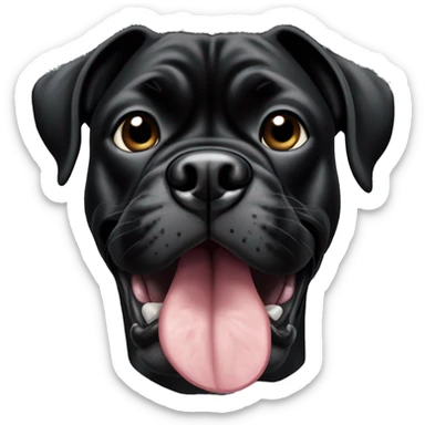 all black boxer dog face with tongue sticking out sticker