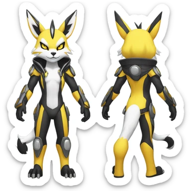 Cool Edgy Cute Kawaii Anthro Metabee Renamon Zeraora Full body sticker