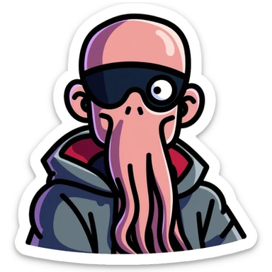 Squid Game front man with black mask and coat sticker