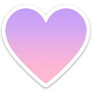 heart with a pastel ombre from purple to pink, clean digital illustration sticker