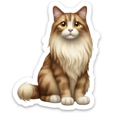 long haired brown and cream fur cat sticker