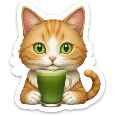 Cat drinking matcha sticker