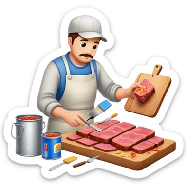 artist painting a SPAM meat landscape  sticker
