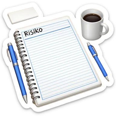 Mach mir ein Heft das auf einem schreibtisch liegt wo RISIKO draufsteht sticker