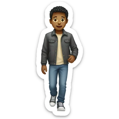 boy in casual attire walking sticker