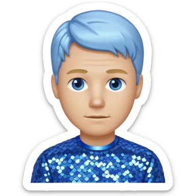 Ken from Barbie & Friends with blue eyes, blonde hair, blue sequin shirt sticker